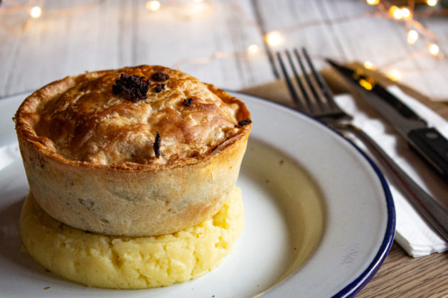 Festive pie and mash