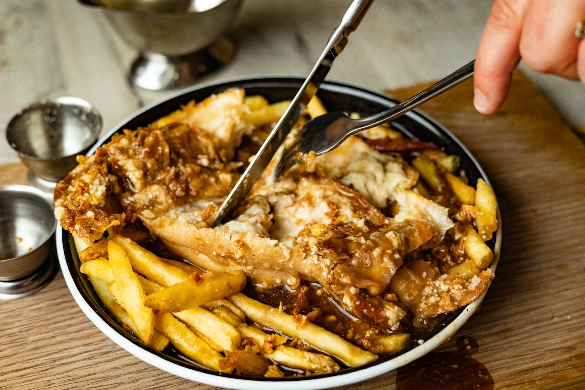 CALM pie, gravy and chips