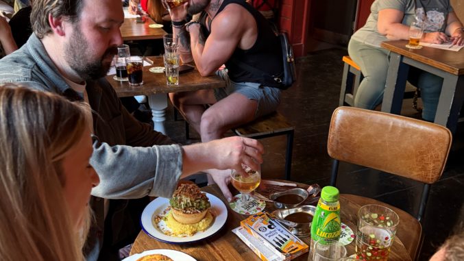 Pie and mash at the pub